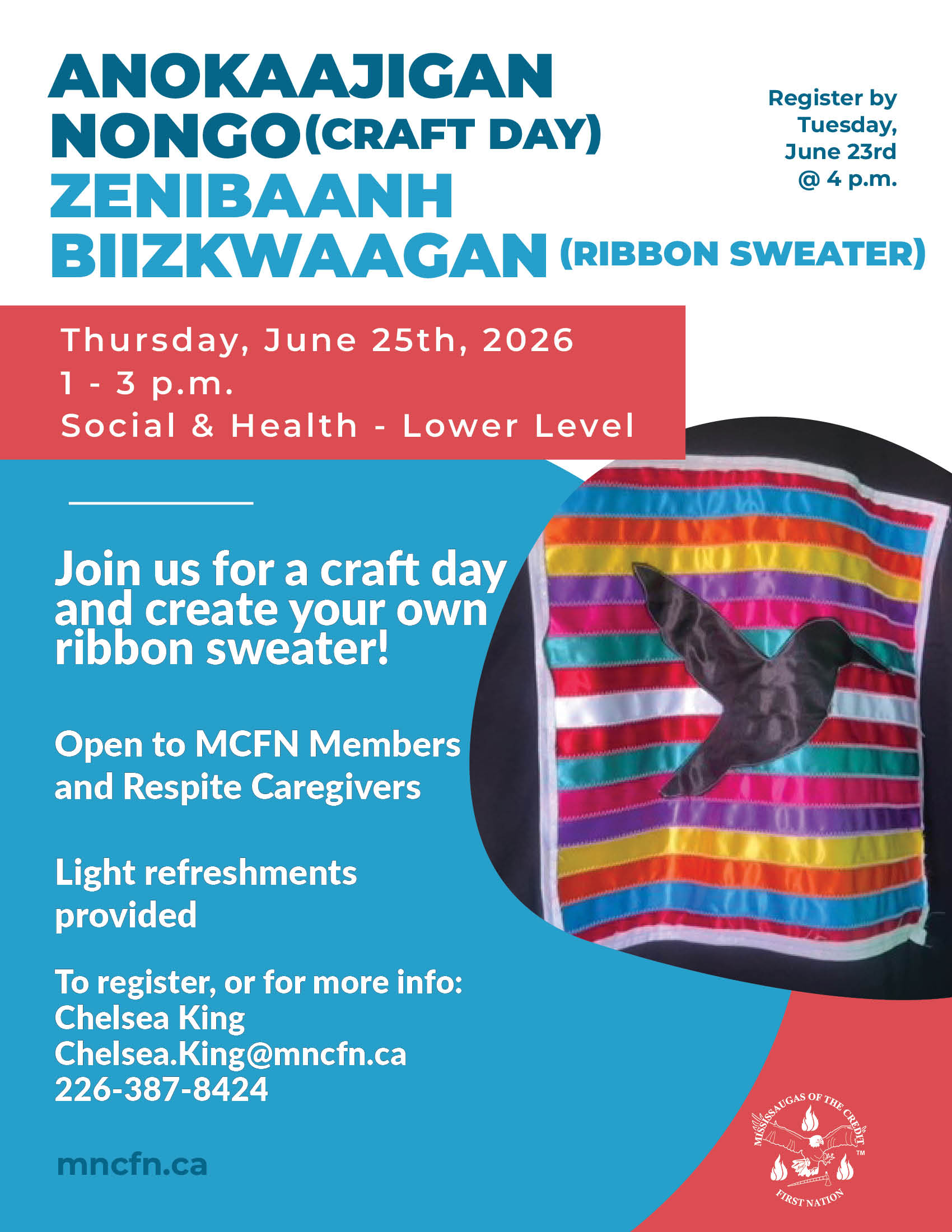 Anokaajigan Nongo (Craft Day) – Zenibaanh Biizkwaagan (Ribbon Sweater)