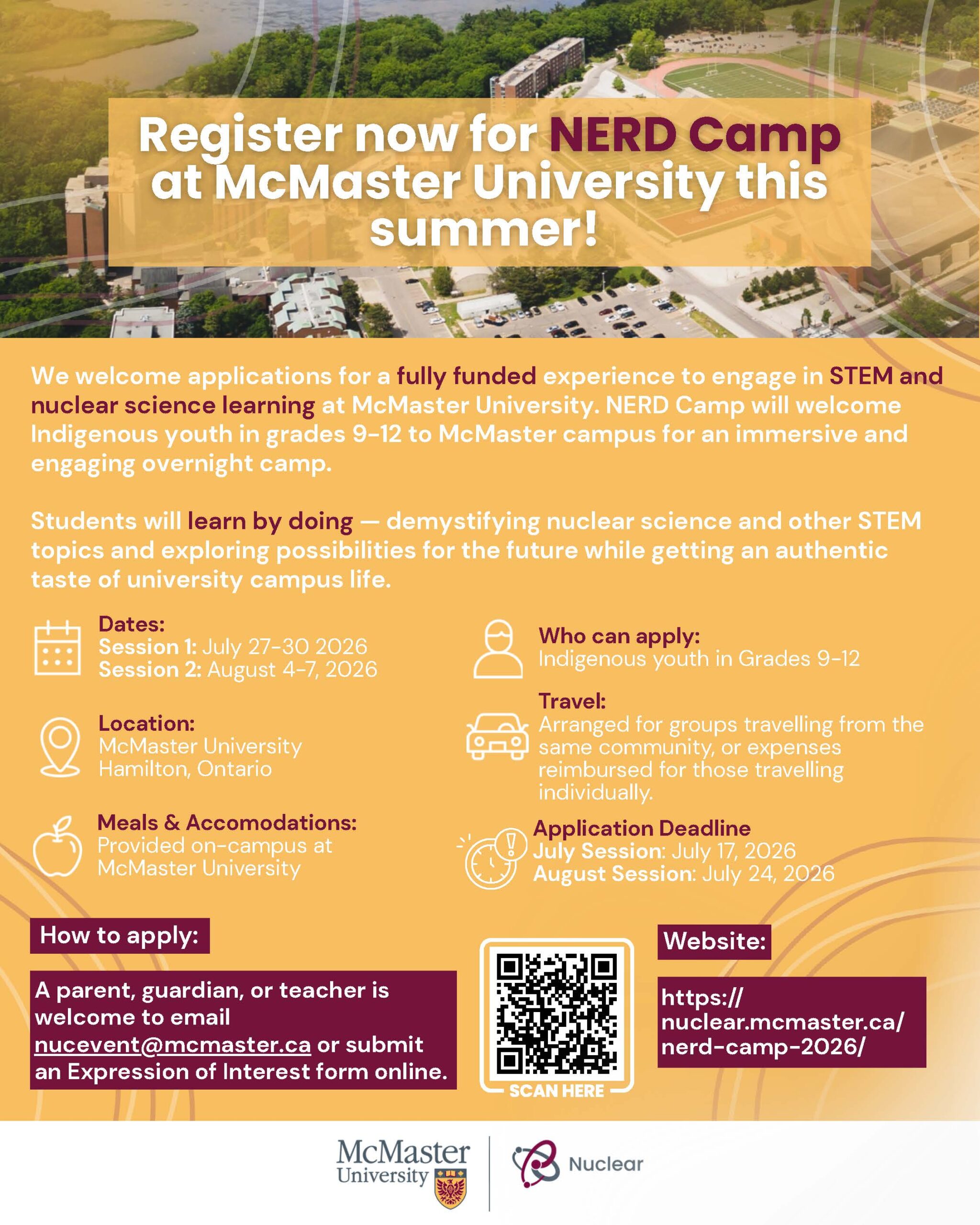 Register now for NERD Camp at McMaster University this summer!