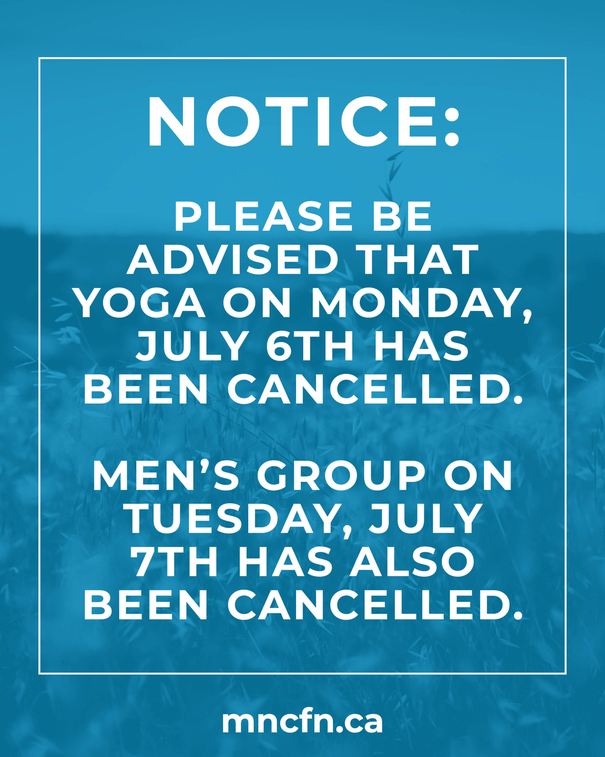 Program Cancellation Notice