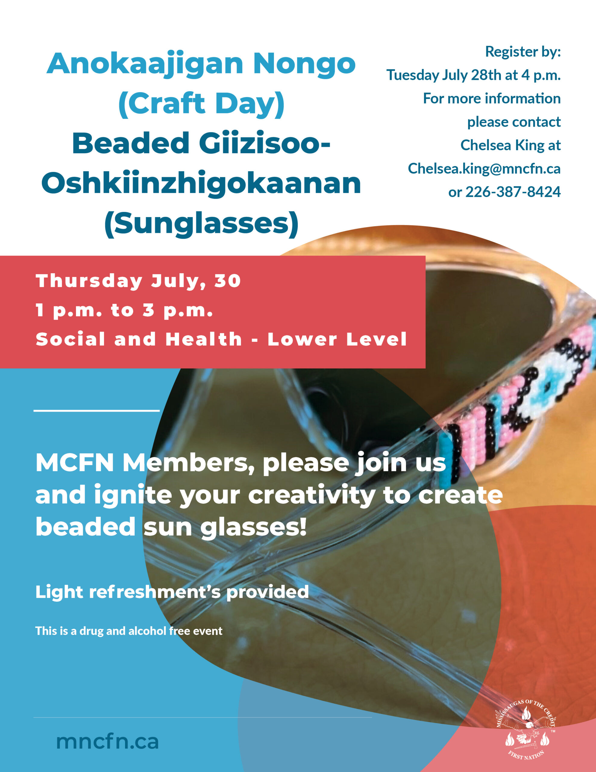 Anokaajigan Nongo (Craft Day) Beaded Giizisoo- Oshkiinzhigokaanan (Sunglasses)