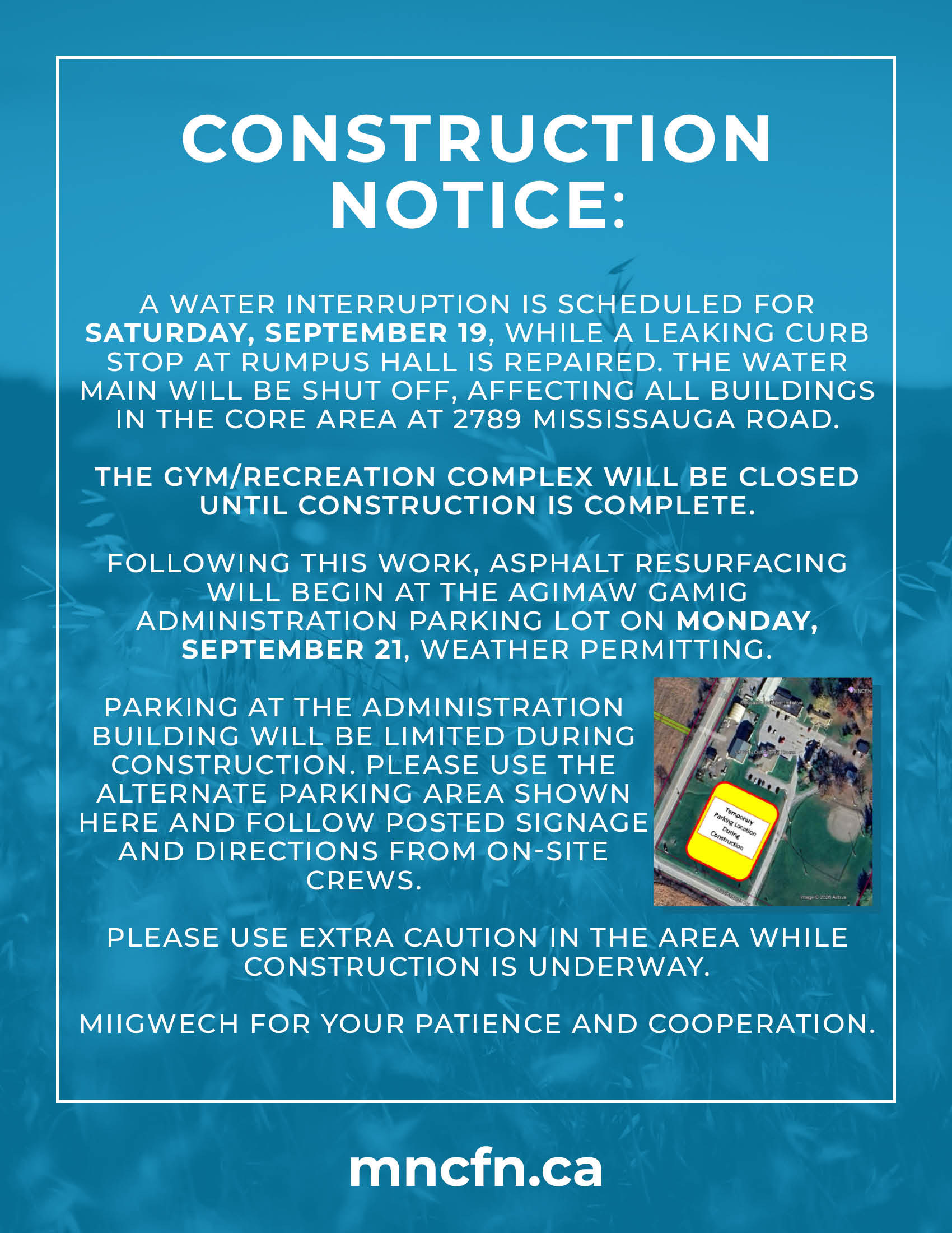 Construction Notice - September 2026