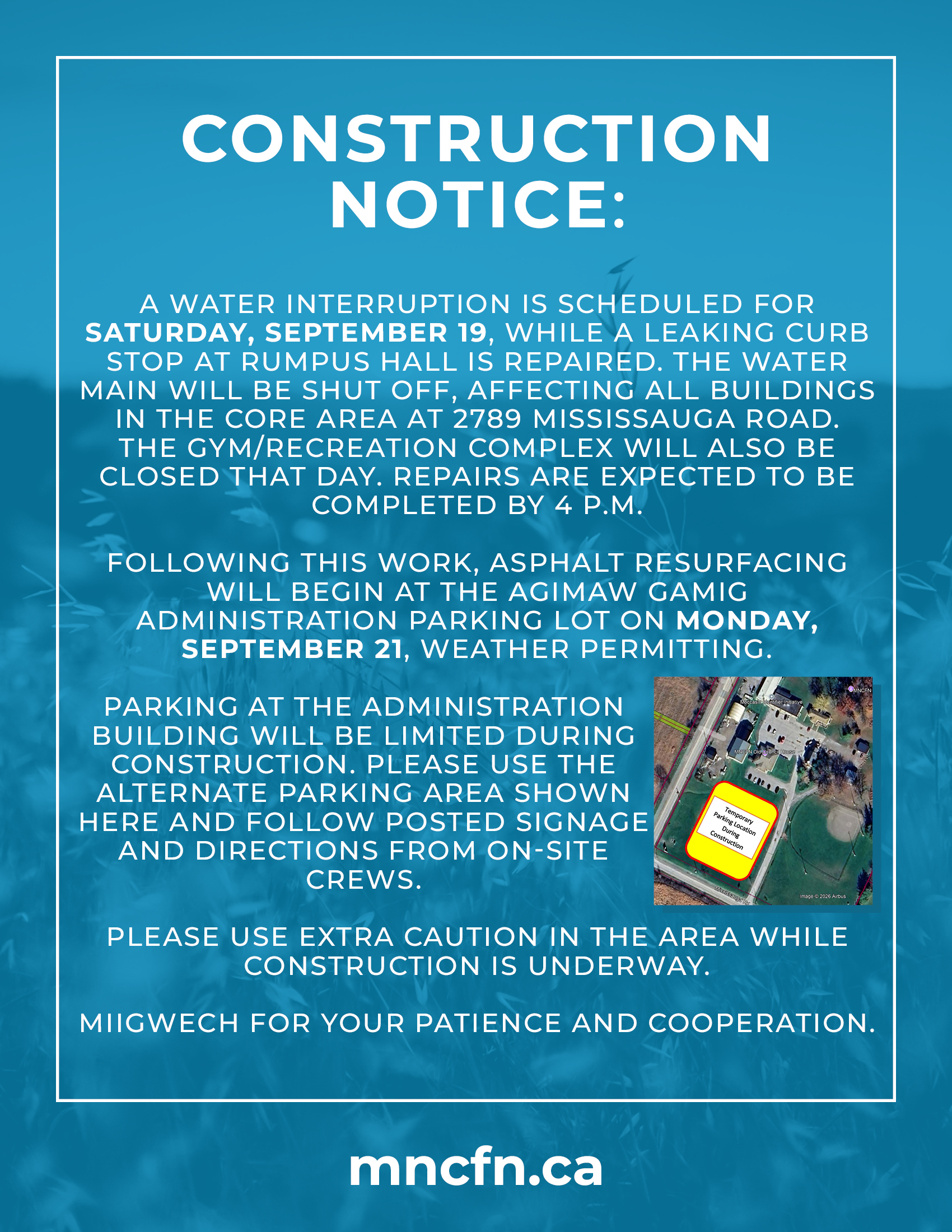 Construction Notice – September 2026