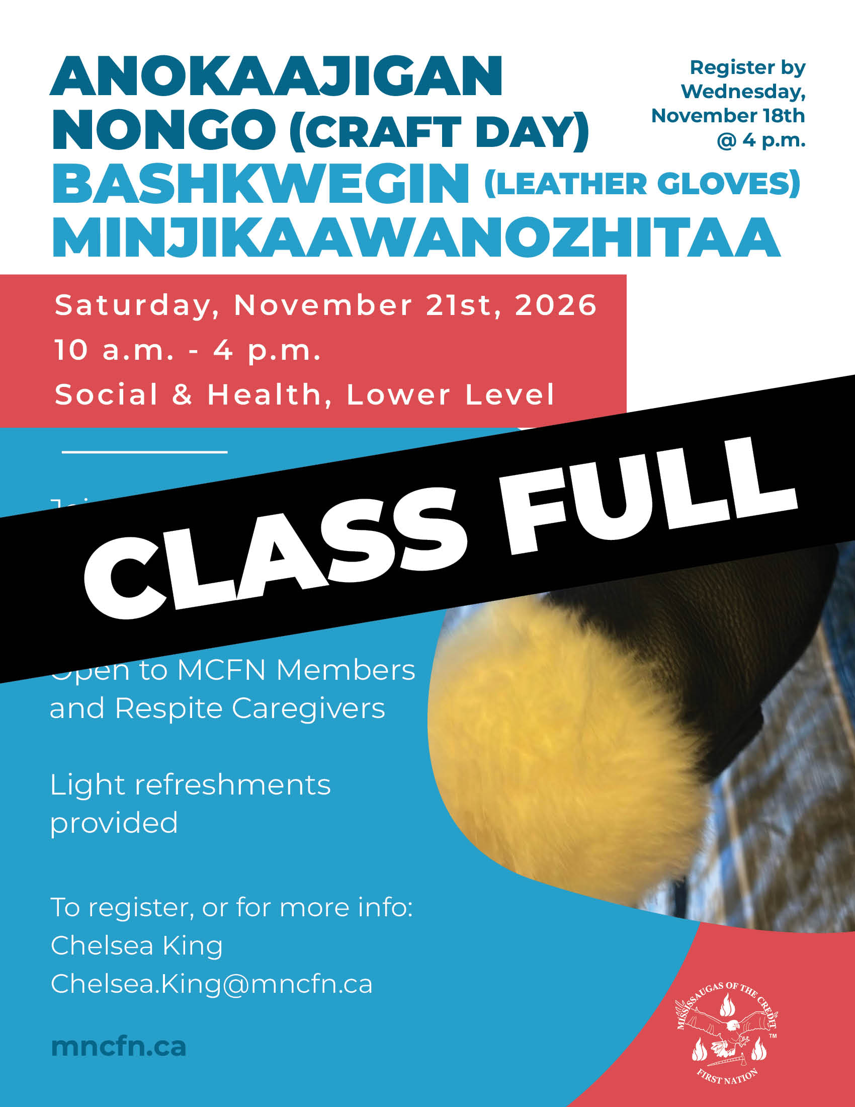 Anokaajigan Nongo (Craft Day) – Bashkwegin Minjikaawanozhitaa (Leather Glove Making)