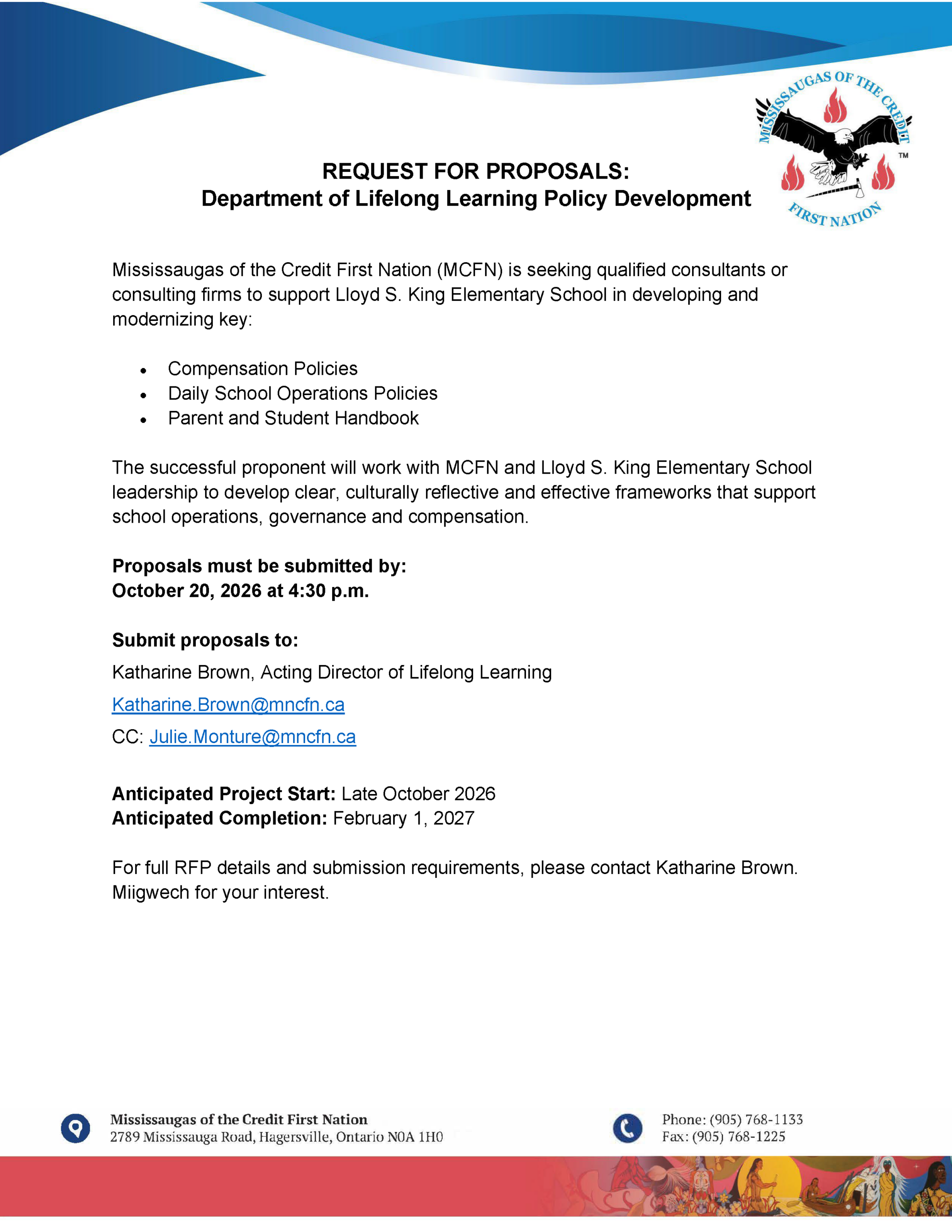 Department of Lifelong Learning Request for Proposals