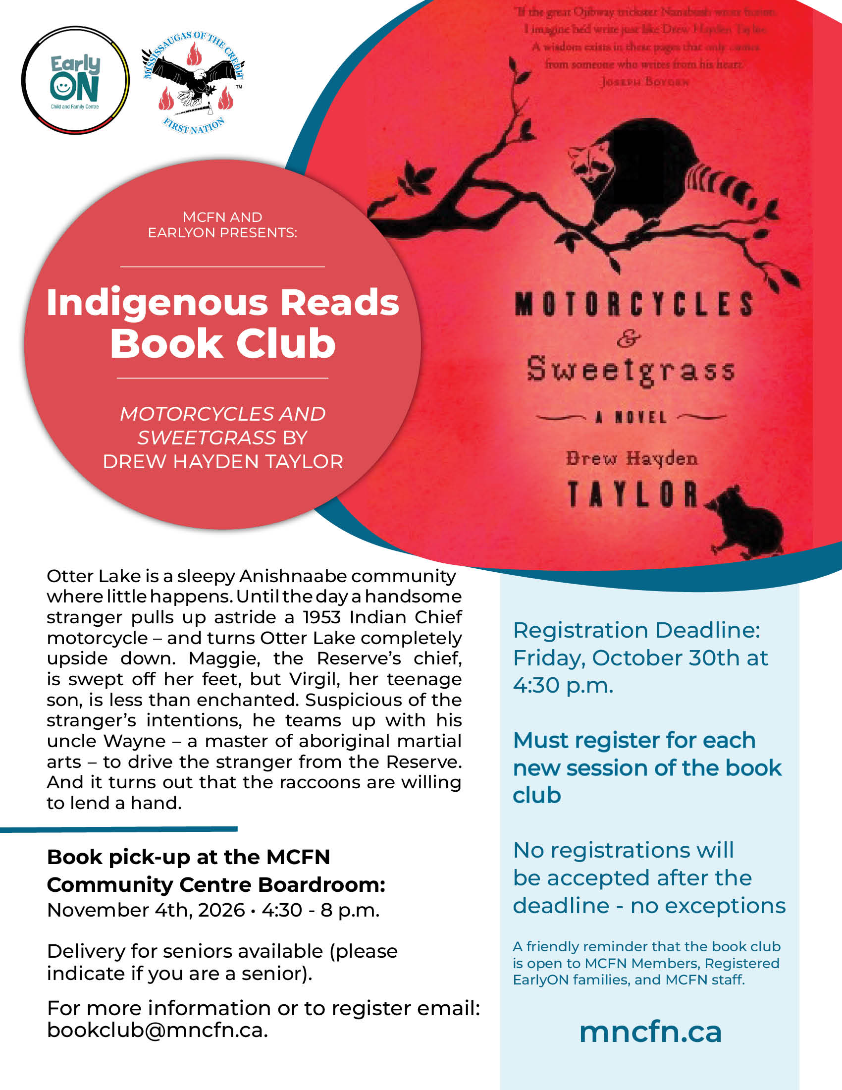 Indigenous Reads Book Club: Motorcycles and Sweetgrass by Drew Hayden Taylor