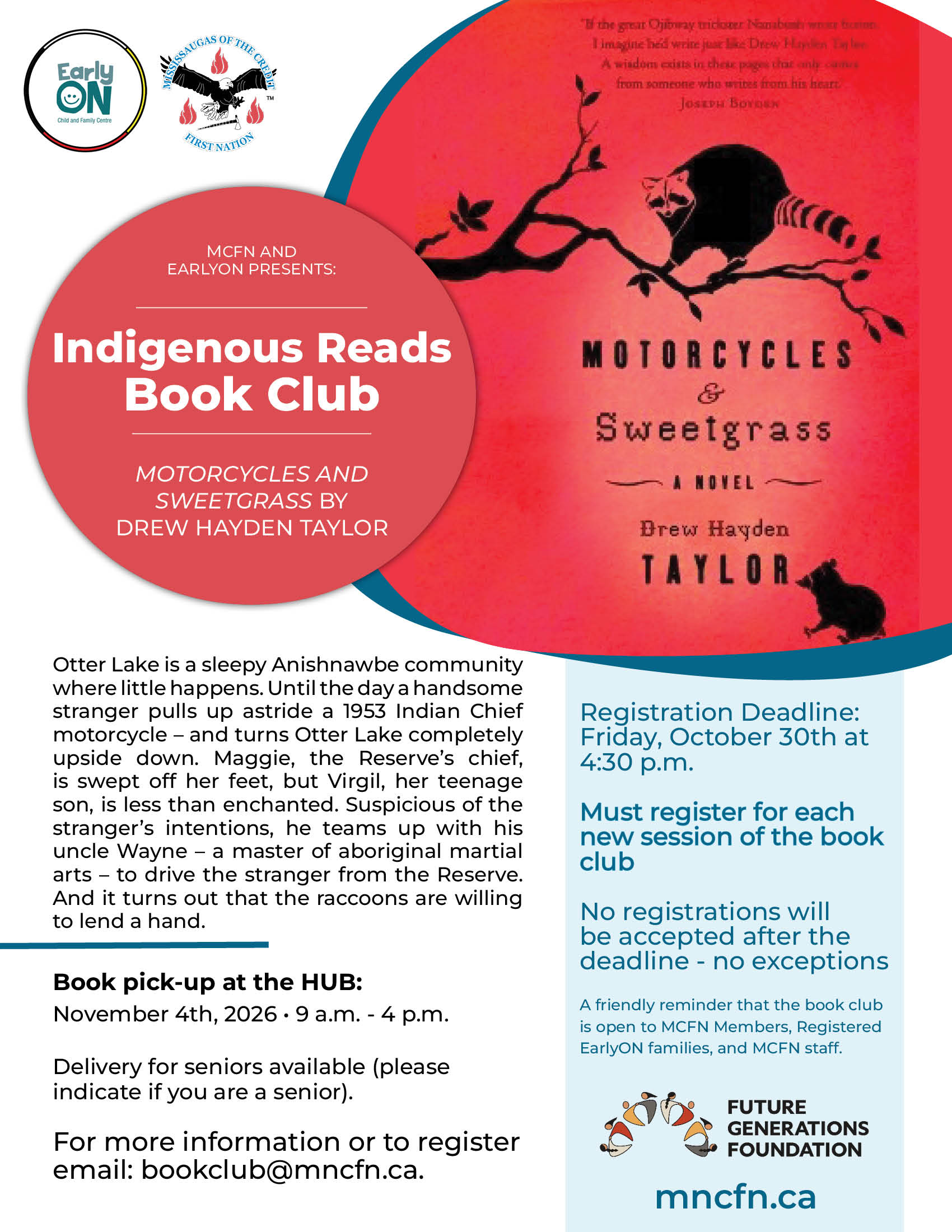 Indigenous Reads Book Club: Motorcycles and Sweetgrass by Drew Hayden Taylor