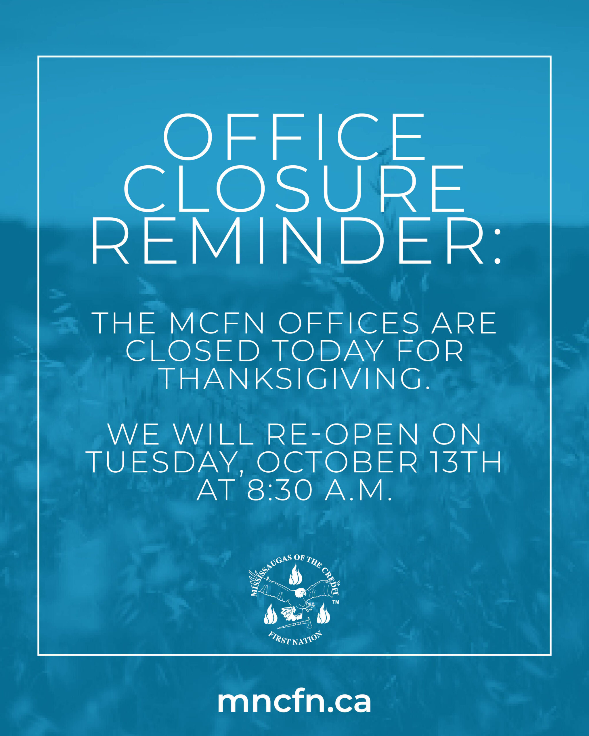 Office Closure Reminder: Thanksgiving