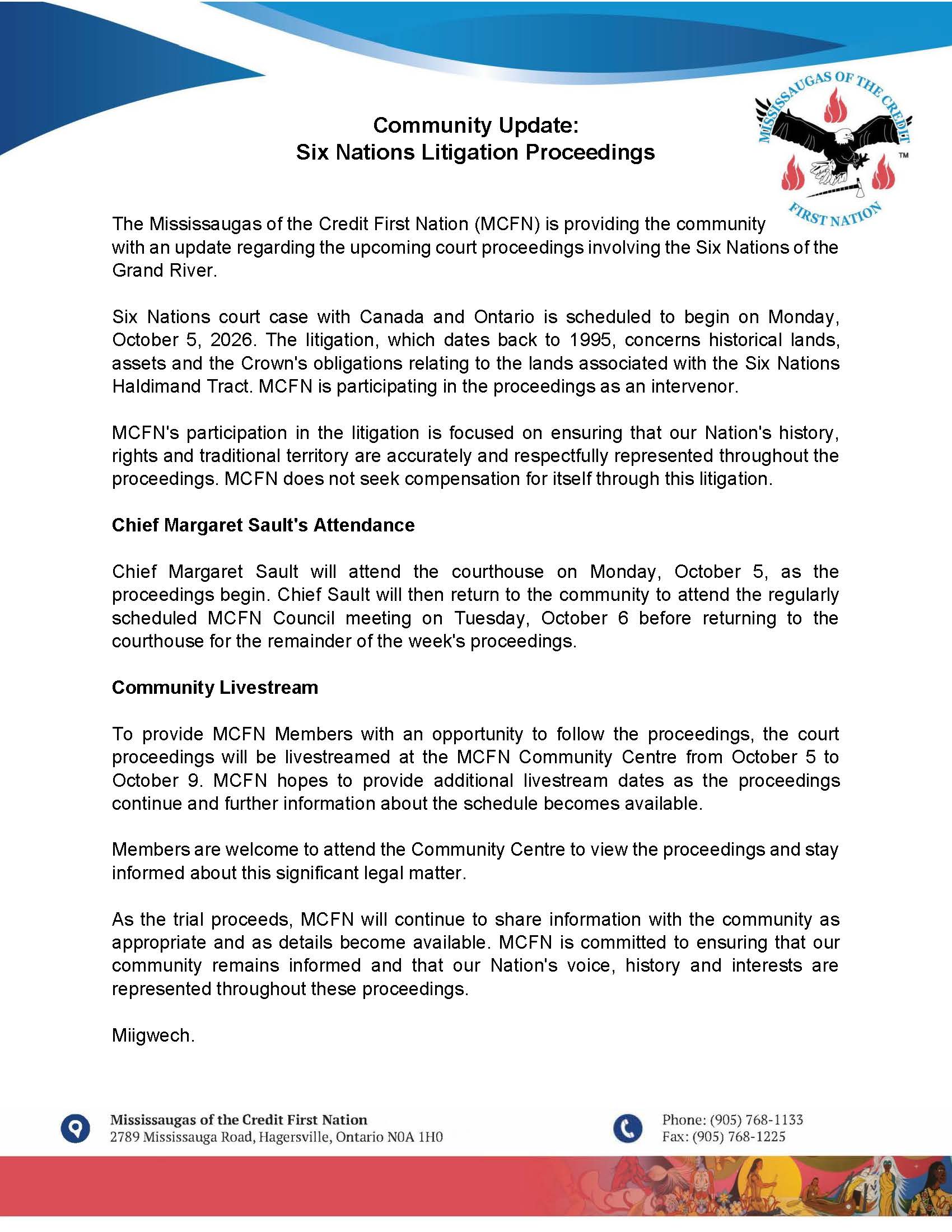Six Nations Litigation Begins Today